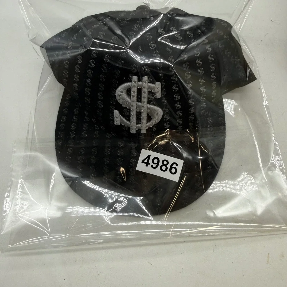 Black Dollar Sign Rhinestone Studded Baseball Cap Hat All Over Print Y2K Hip Hop